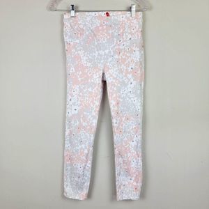 Spandex White Gray Blush Floral Jean-ish Legging S